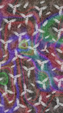 Gömlek baskısı için çiçek boyası. Kahverengi renkli çiçekler. Çiçek eskiz kalıbı geçmişi.