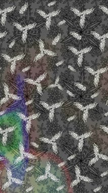 Düz Çiçek Elementleri Tasarımı. Gri renkli çiçekler. Renkli Bahar Teması eskiz kalıbı. Raster illüstrasyonunda çiçek deseni çizimi.