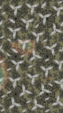 Raster illüstrasyonu. Çiçek desenli eskiz, darbeler, sıçramalar, yaz çiçekleri. Gri renkli çiçekler.