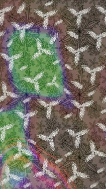 Raster Illustrasyon 'daki Çiçek Deseni' nin son moda çizimi. Güzel kumaş deseni. Düz Çiçek Elementleri Tasarımı. Renkli Yaz Teması çizim şablonu.