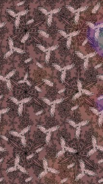 Düz Çiçek Elementleri Tasarımı. Sevimli çiçek raster deseni. Renkli Yaz Temalı eskiz kalıbı. Kahverengi renkte çiçekler.