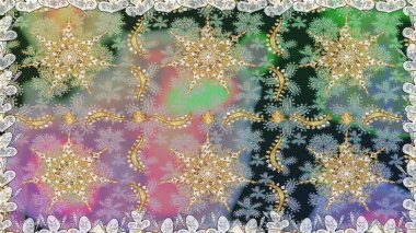 Kusursuz oryantal klasik altın desen. Tarafsız renklerde altın tekrarlayan elementler içeren Raster soyut arkaplanı.