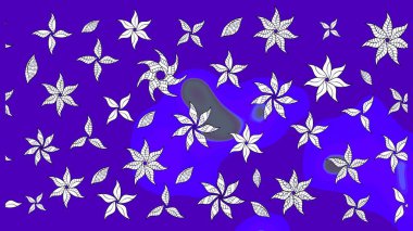 Raster illüstrasyonu. Çiçek desenli çizim. Raster illüstrasyonu. Asya tekstil tarzında. Mor renkte çiçekler.