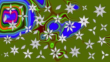 Robot resim. Motley illüstrasyonu. Moda baskıları için zarif bir şablon. Çiçekli bahar çiçekleri. Küçük çiçekte güzel bir desen. Küçük renkli çiçekler..