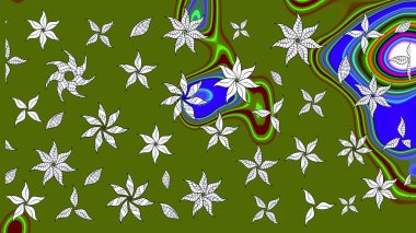 Raster illüstrasyonu. Güzel, parlak, pürüzsüz kumaş, tuval. Kıvırcık, parlak örgü. Desen, çizim, çiçek sınırı. Eski moda arka plan. Çiçeklerin çelengi.