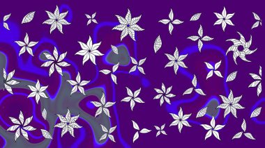 Renkli Bahar Teması eskiz kalıbı. Düz Çiçek Elementleri Tasarımı. Mor renkli çiçekler. Raster illüstrasyonunda çiçek deseni çizimi.