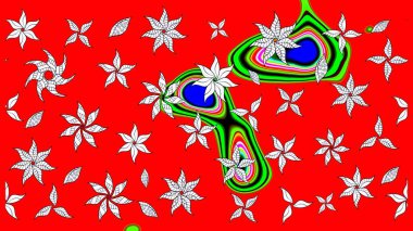 Kırmızı renkte çiçekler. Raster düz çiçek çizim deseni. Tasarım hediye paketi, tebrik kartları, posterler ve afiş tasarımı.