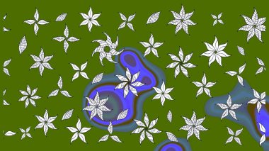 Yeşil renkli çiçekler. Hediye ambalaj kağıdı, tebrik kartları, posterler ve pankart tasarımı. Raster düz çiçek çizim deseni.