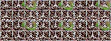 Düz Çiçek Elementleri Tasarımı. Sevimli çiçek raster deseni. Kusursuz Renksiz Bahar Temalı Kusursuz Arkaplan. Kahverengi renkte çiçekler.