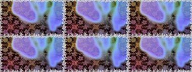 Çiçekli zambaklar kusursuz bir arka plan. Çiçek tasarımı için inanılmaz bir kolaj cenneti tarzı. Parlak çiçekli kolaj çiçekleri mavi.