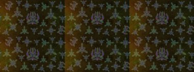 Kahverengi, gri ve yeşil renkli çiçekler. El çizimi çiçekli soyut çizim kalıbı. Raster illüstrasyonu.