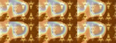 Kahverengi, bej ve nötr renklerde etnik çiçeklerle süslenmiş zarif bir eskiz şekli. Raster Çiçek İllüstrasyonu güzel tekstil..