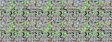 Raster illüstrasyonu. Çiçekli karalama şeklinde Raster çiçek deseni. Tarafsız renklerde bahar çiçekleri..