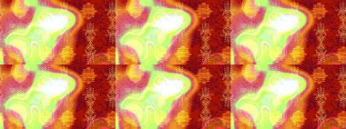 Çiçekli karalama şeklinde Raster çiçek deseni. Raster illüstrasyonu. Kibar, bahar çiçekleri kırmızı, turuncu ve sarı renkler.