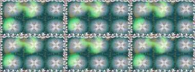 Raster illüstrasyonunda kusursuz çiçek deseni. Renkli Bahar Temalı Kusursuz Arkaplan. Düz Çiçek Elementleri Tasarımı. Mavi renkte çiçekler.