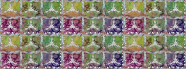 Raster. Yeşil renkli güzel çiçeklerle kusursuz desen, suluboya çiçek deseni, duvar kağıdı, kart ya da kumaş için fayanslı..