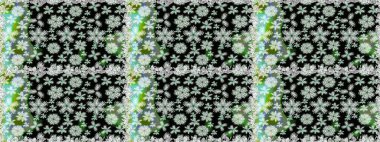 Hediye ambalaj kağıdı, tebrik kartları, posterler ve pankart tasarımı. Siyah renkli çiçekler. Raster düz çiçekleri pürüzsüz desen.