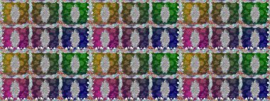 Düz Çiçek Elementleri Tasarımı. Çiçekle kusursuz desen. Yeşil renkli çiçekler. Renkli Bahar Teması Kusursuz Arkaplan.