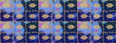 Klasik Raster Golden eskiz kalıbı. Çiçek süsü kumaş deseni, cam, altın elementlerle mavi renklerde çiçek desenli metal..