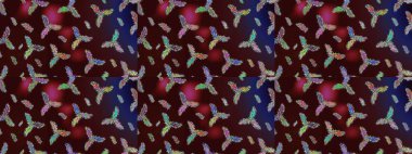 Şirin desen. Raster Noel soyut renkli arka plan ve tatlı kar tanesi. Kar taneleri deseni. Noel Kar Taneleri Arkaplanı. Raster illüstrasyonu.