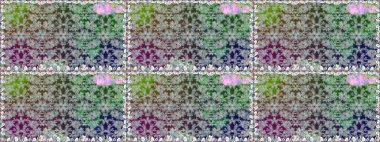 Birçok gri soyut çiçekli tropik, pürüzsüz desen. Küçük çiçekteki sevimli çiçek deseni. Varicologray raster kusursuz illüstrasyon.