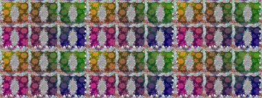 Eskiz stili yeşil renkler. Raster illüstrasyonu. Raster illüstrasyonu. Şirin karalama çiçekleri olan kusursuz çiçek desenleri. El yapımı çiçek ve bitki koleksiyonu.