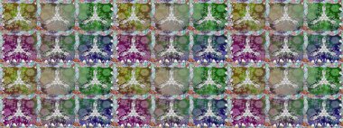 Raster. Yeşil renkli güzel çiçeklerle kusursuz desen, suluboya çiçek deseni, duvar kağıdı, kart ya da kumaş için fayanslı..