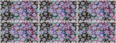 El çizimi Raster çizimi. Duvar kağıdı, web sitesi arka planı, ambalaj kağıdı, davetiye, broşür, afiş veya web sitesi için kusursuz çiçek deseni kullanılabilir. Karalama elementleri.