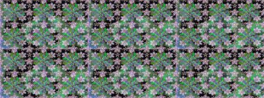 Yeşil renkli çiçekler. Düz Çiçek Elementleri Tasarımı. Renkli Bahar Temalı Kusursuz Arkaplan. Sevimli çiçek raster deseni.