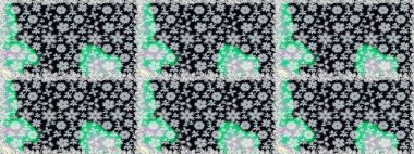 Küçük çiçekteki sevimli çiçek deseni. Raster illüstrasyonu. Siyah renkte çiçekler.