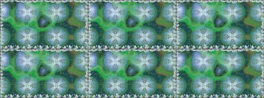 El çizimi. Yeşil renkli çiçekler. Suluboya çizimi. Çiçeklerle kusursuz desen.