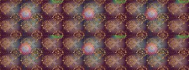 Çiçek desenli çizim. Raster illüstrasyonu. Asya tekstil tarzında. Kahverengi, mor ve gri renkte çiçekler. Raster illüstrasyonu.