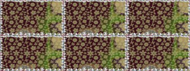 Dallı bahar çiçekleriyle desen, kahverengi renklerle çiçek siluetiyle desen. Raster deseni.