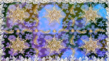 Barok tarzında duvar kağıdı tasarımı için kusursuz damaske deseni arkaplanı. Altın elementlerle mavi renklerde altın desen. Süslü raster dekorasyonu.