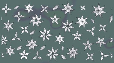 Renkli Bahar Teması eskiz kalıbı. Tarafsız renklerde çiçekler. Raster illüstrasyonundaki çiçek desenli çizim. Düz Çiçek Elementleri Tasarımı.