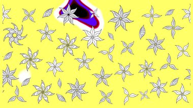 Çiçekli eskiz arkaplanı. Renkli Bahar Teması eskiz kalıbı. Düz Çiçek Elementleri Tasarımı. Çocuk stili.