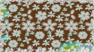 Kumaş desenli papatya çiçeği detayı. Kahverengi renkte çiçekler.