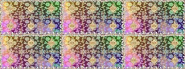 Raster altın desen. Kusursuz kıvırcık saçlar. Doğulu stil, altın elementlerle altın deseni nötr renklerle donatır..