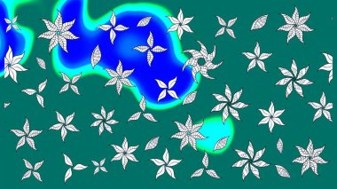 Çiçeksel çizim kalıbının yansıması. Vadinin mavi renkli çiçekleri.