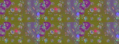 Raster illüstrasyonundaki çiçek desenli çizim. Suluboya tarzında kahverengi renkte çiçekler.