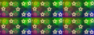 Noel tasarımı için. Kar tanesi kışı yeşil, mavi ve kahverengi renklerde yalıtılmış. Raster illüstrasyonu. Yeşil, mavi ve kahverengi ikon silueti. Kutlamanın sembolü. Yeni yıl işareti.