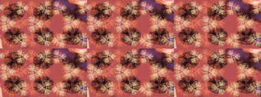 Sanat terapisi tarzı zen çizim için pembe, kahverengi ve turuncu mandala şeklinde kar taneleri. El çizimi, dövme stili, kumaş tasarımı ve Raster illüstrasyonunda kartlar..