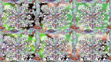 Parlak çiçekli nötr renklerde soyut, pürüzsüz desen. Küçük çiçekte hoş bir çiçek deseni var. Çiçek elementli zarif raster dokusu..