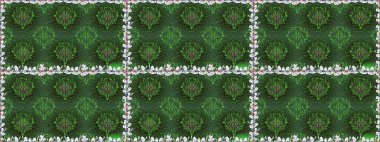 Renkli Bahar Temalı Kusursuz Arkaplan. Sevimli çiçek raster deseni. Düz Çiçek Elementleri Tasarımı. Yeşil renkte çiçekler.