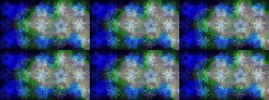 Raster illüstrasyonu. Raster Noel soyut renkli arka plan ve tatlı kar tanesi. Kar taneleriyle mavi, gri ve yeşil renkler.