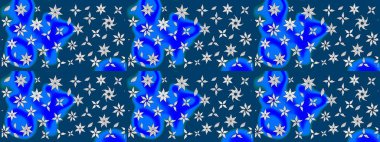 Mavi renkli çiçekler. Renkli Bahar Teması eskiz kalıbı. Asya tekstil tarzında. Düz Çiçek Elementleri Tasarımı. Çiçek desenli çizim. Raster illüstrasyonu.