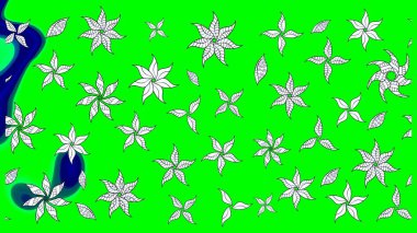 Yeşil renkli yeşil papatya deseni. Yeşil renklerde. Raster illüstrasyonu.