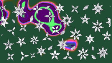 Moda baskıları için zarif bir şablon. Motley illüstrasyonu. Yeşil çiçekli bahar çiçekleri. Küçük renkli çiçekler. Küçük çiçekte şirin desenler.