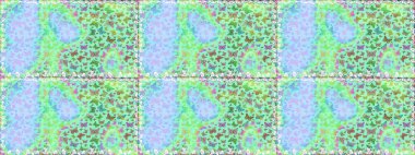 Elle çizilmiş kelebeklerle. Renkli romantik kelebekler kusursuz desenli arka plan. Mavi renklerin soyut arkaplanı. Dekoratif Raster illüstrasyonu.