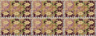 Noel ve yeni yıl moda baskıları için tatil tasarımı. Kar tanelerinin soyut arkaplanlı Noel şablonu. Raster illüstrasyonu. Bej ve kahverengi renkler.